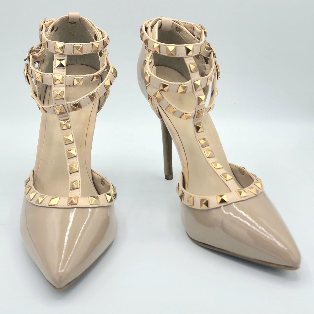 Nude Rockstud Caged Pump dress heel size 7.5US women's